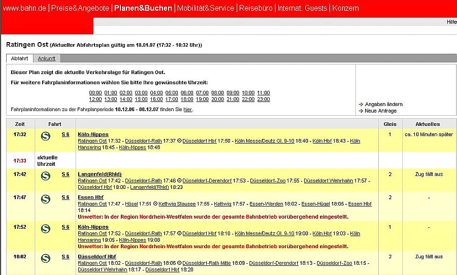 Ausschnitt aus bahn.de